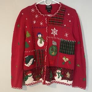 Designers Originals Studio Joy Vintage Womens Christmas Sweater Cardigan Medium